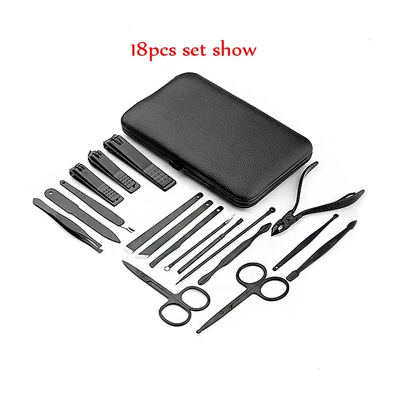 Manicure Cutters Nail Clipper Set Stainless Steel Ear Spoon Pedicure Scissors Tool 7or 18pcs