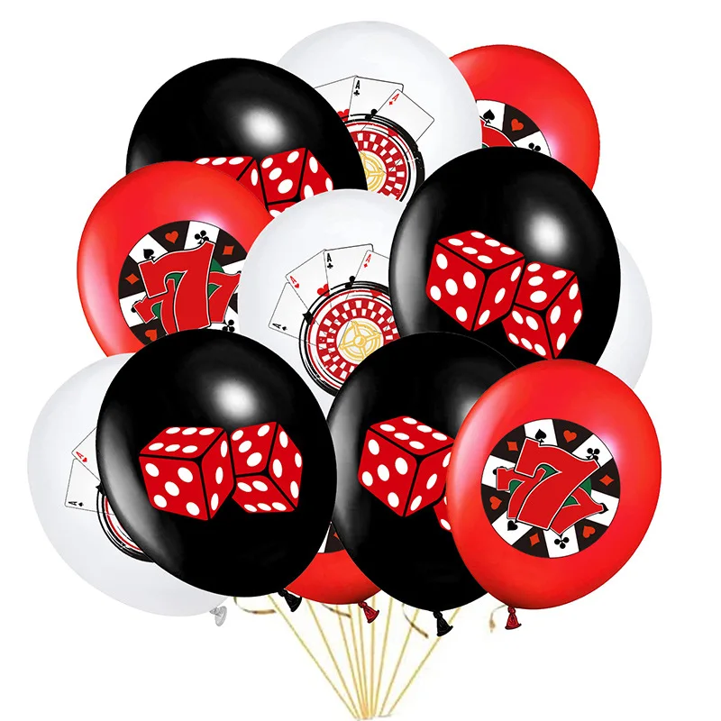 

15pcs Casino Balloons Game Night Theme Party Decorations Poker Events Latex Balloon Las Vegas Playing Cards Party Supplies