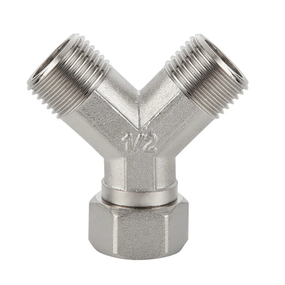 Connector Copper 1/2" DN15 Hot All Copper Bathroom Gadgets Union Dishwasher Washing Machine Tap Silver Y Dual Splitter