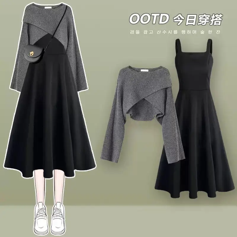 Autumn-and-Winter-Dress-Set-Women-s-2023-New-Gentle-Cross-Sweater-Slim ...