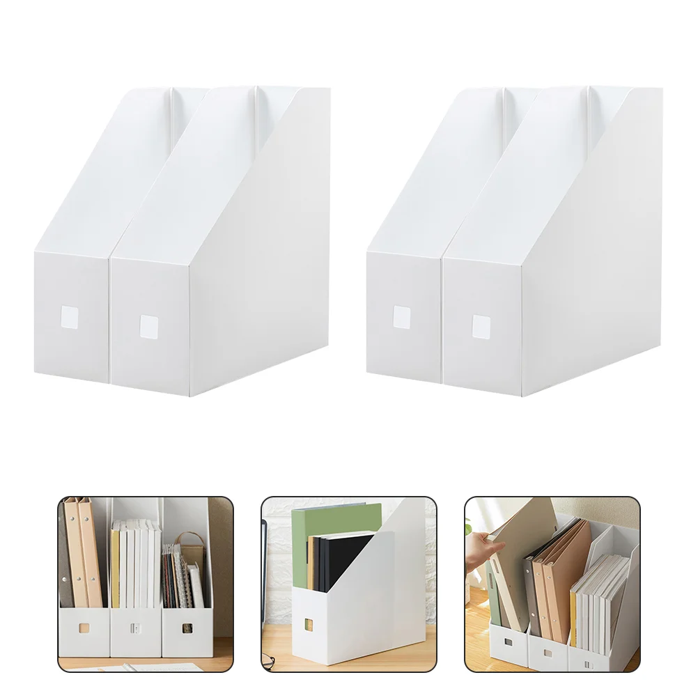 

Office Desk File Storage Rack Plastic Document Magazine Holder Book Stand Desktop Organizer White Student Office Use