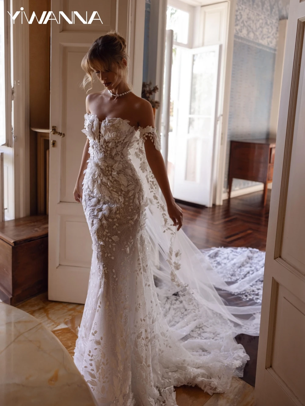 Graceful 3D FlowerWedding Dresses with Detachable Sleeves Wedding Gowns Sweetheart Bridal Dresses Open Back Appliqued