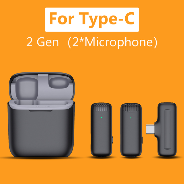 Lapel Microphone Lavalier Mic Noise Reduction Live Interview Mobile Phone Recording for iPhone Type C with Charging Box