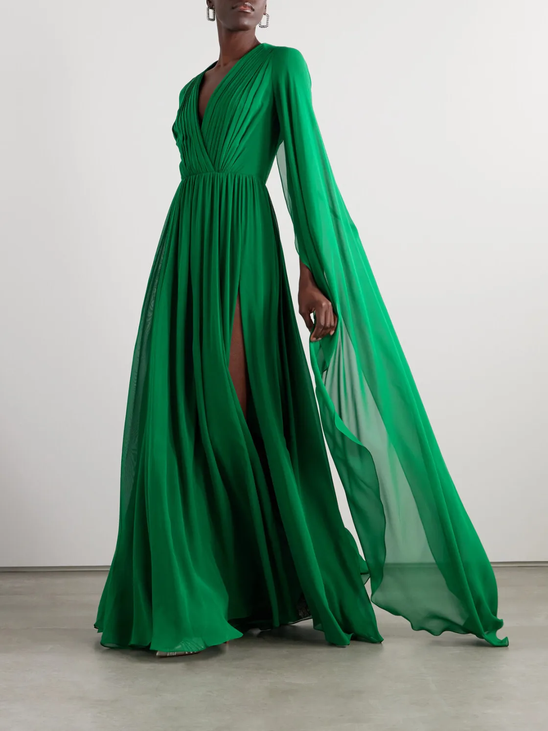 slim fit dress slacks Wedtrend Women Black Formal Dress A Line V Neck Chiffon Evening Dress with Long Sleeves, Black / M main image 1