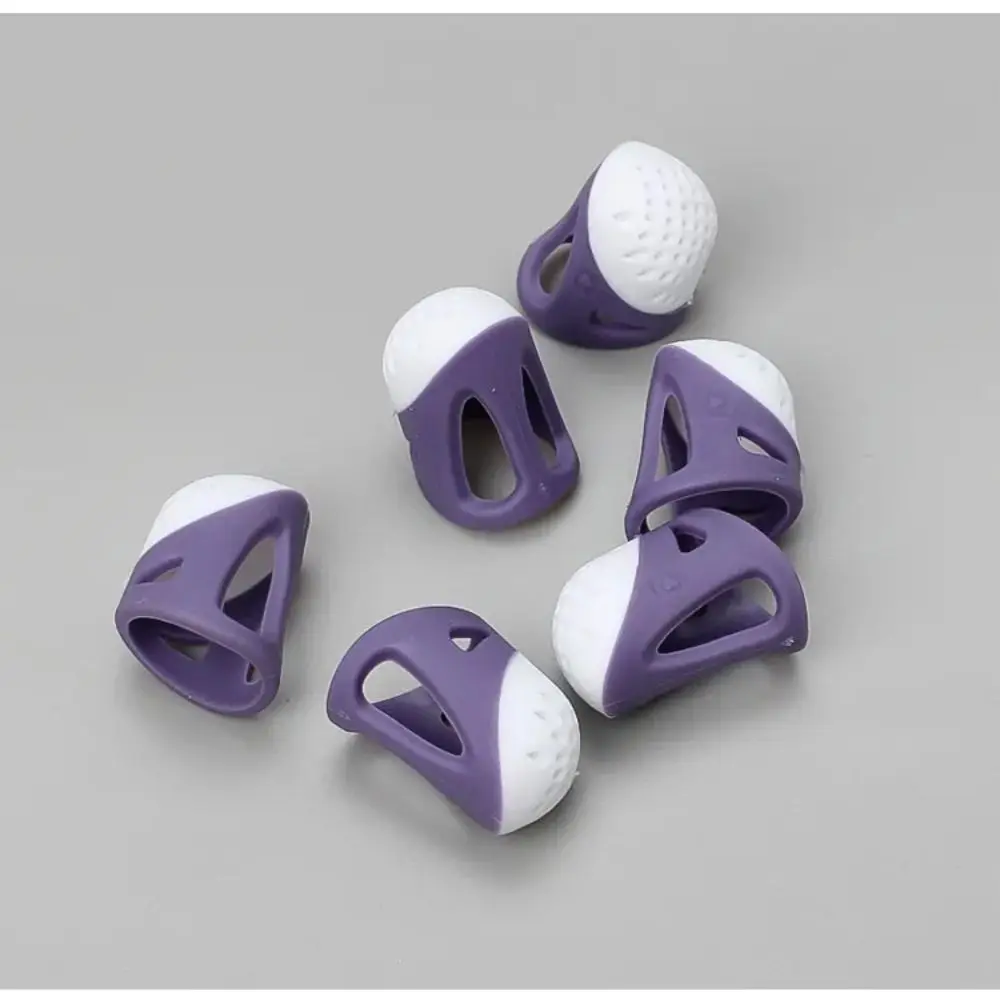 Description Picture 4 of item4PCS Retro Anti-slip Thimble Finger Cover Hollowed Silicone Sewing Finger Protector DIY Hand Cross-stitch Sewing Tools Home