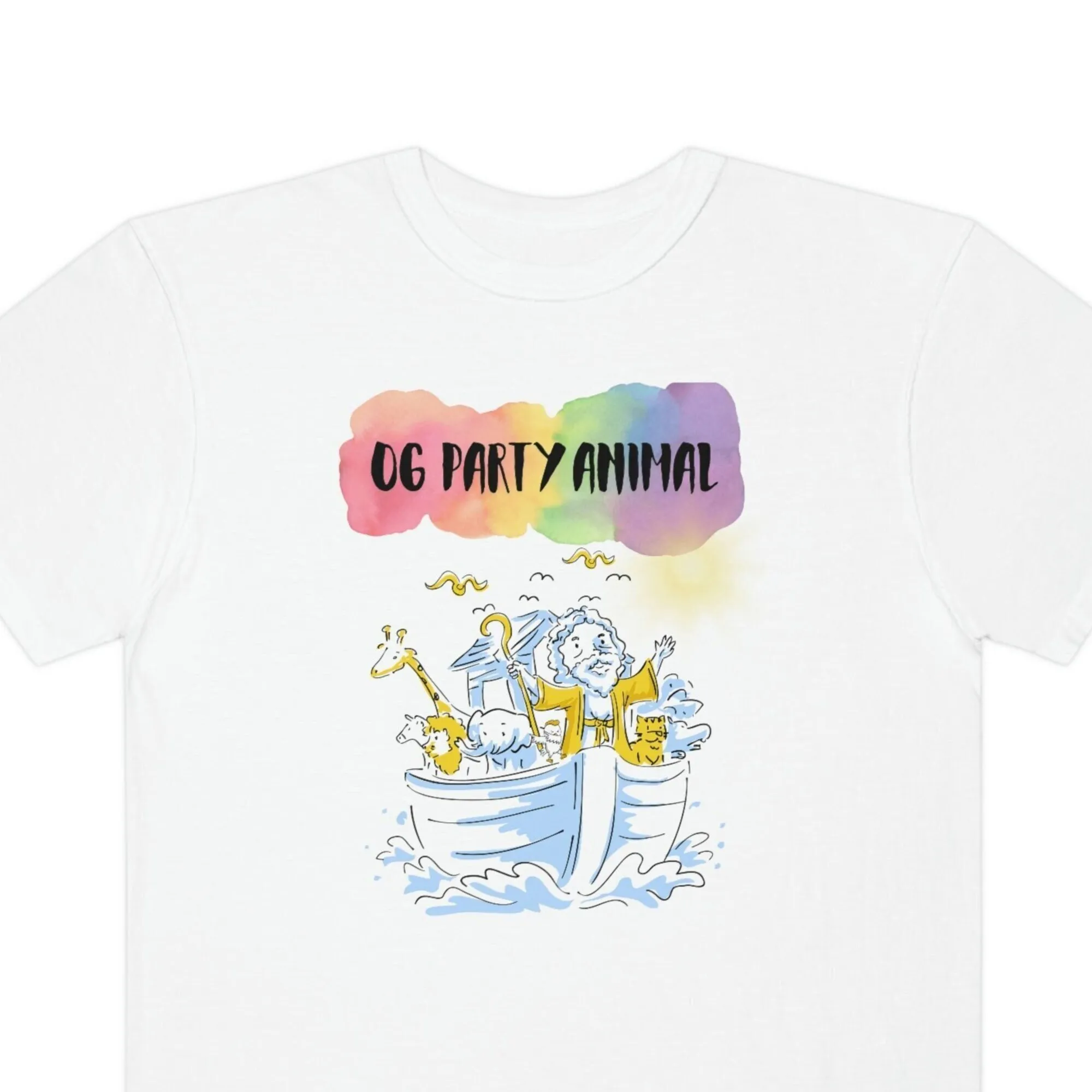 Og Party Animal T Shirt Noah'S Ark Funny Dance Club Casual Rave Oversize Bianco