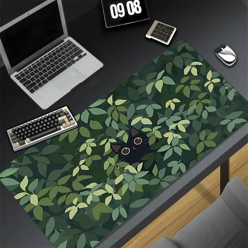 

Anime Mousepad Cats in Green Plants Large Keyboard Office Mouse Pad XXL Carpet Kawaii Laptop Mouse Mat Rubber Non Slip Table Mat