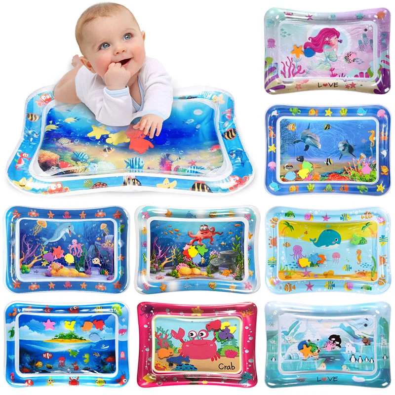 Inflatable Tummy Time Baby Play Mat Infants Water Cushion Early Education Interactive Baby Toys For Toddlers Sensory Development inflatable water play mat play mat