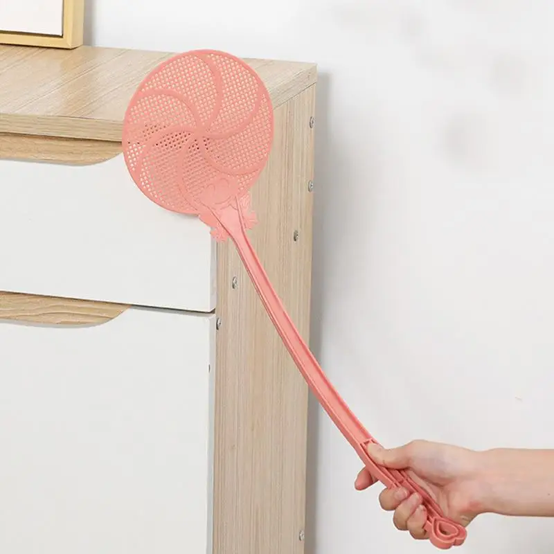 Solid Manual Fly Swatter 2pcs Long Handle Handheld Fly Racket Indoor Use Thickened Wide Mesh Indoor Flying Catching Tool