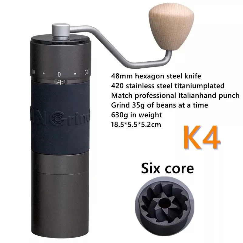 Kingrinder K4 /K6 수동 커피 그라인더 휴대용 밀 420스테인리스 스틸 48mm 스테인리스 스틸 티타늄 도금 버