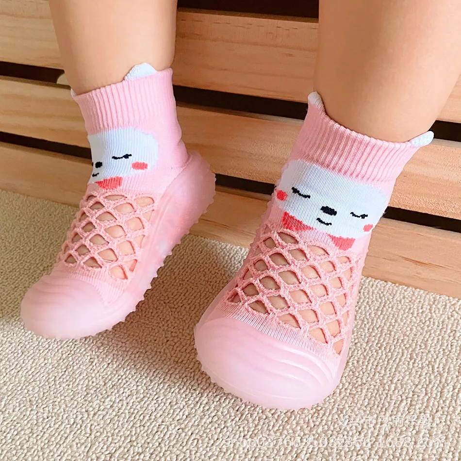 Newborn First Walkers Infant Toddler Cartoon Pandas Shoes Baby Rubber Non Slip Shoes Baby Boy Girl Elastic Socks 0-4Years