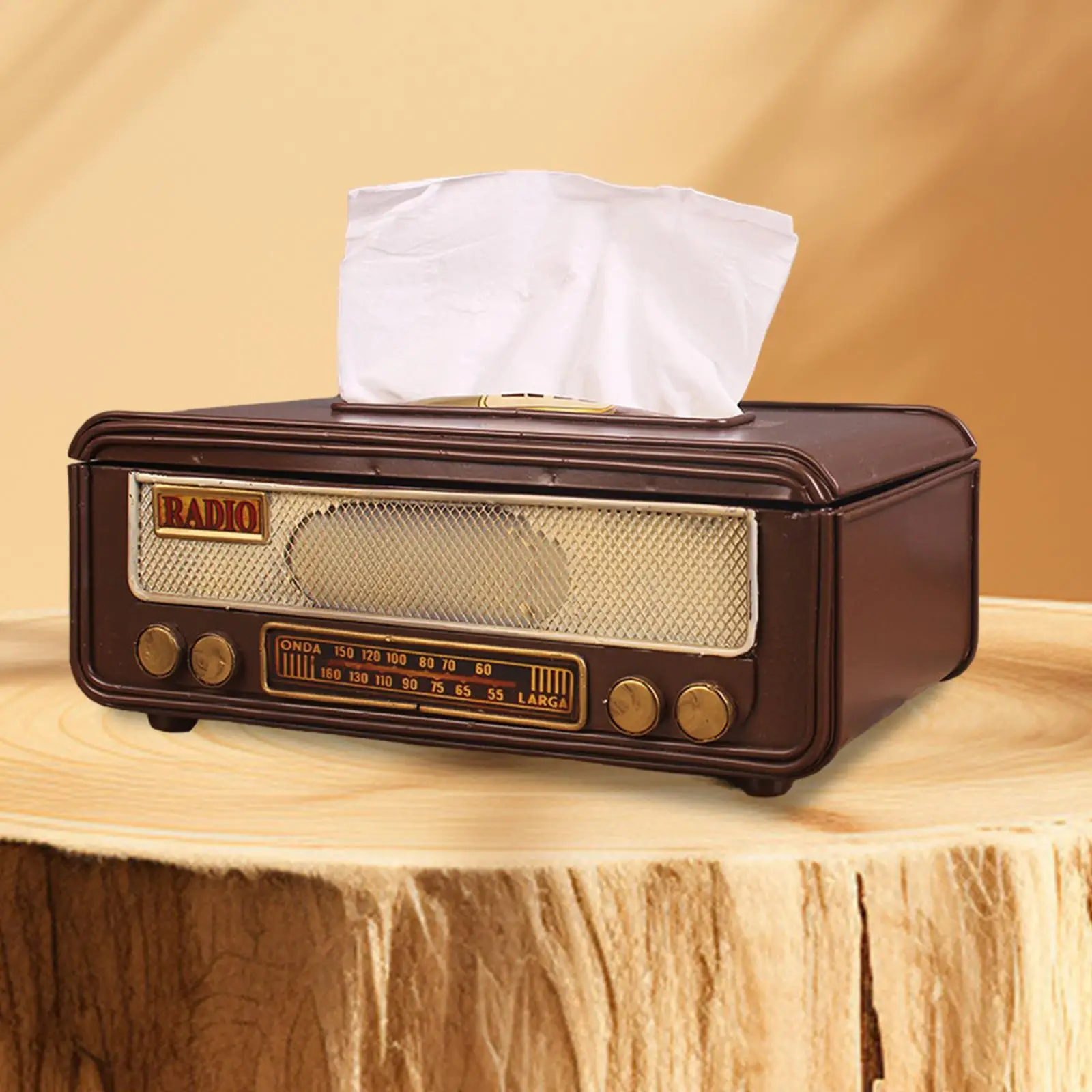 Radio Tissue Box Cover Retro Rectangular Tissue Box Holder Radio Shape Retro Paper Dispenser for Home Decor Ornaments 4