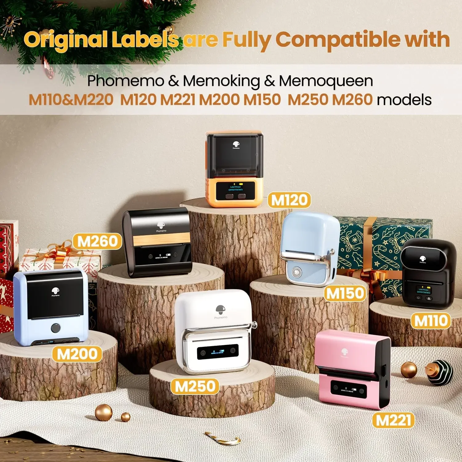 포모모 M110/M220/M200, 마크라이프 P50, 퀼라벨 E210, C라벨 221B 프린터용 감열 라벨, 접착식 스티커 용지