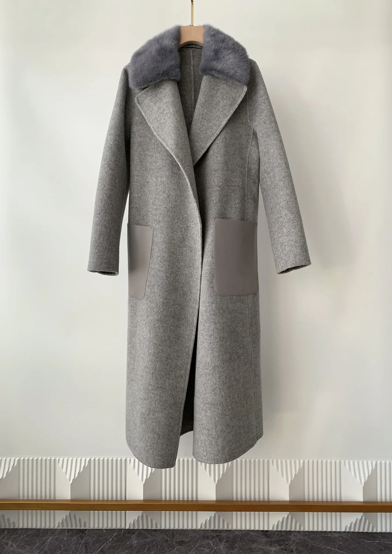 

2023 Women's Clothing Reversible mink collar cashmere coat Autumn Winter New 1121