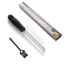 Stainless Steel Wire Grater with Anti-Slip Handle - Versatile Kitchen Gadget for Cheese, Chocolate, Lemon, and Garlic (Black A)
