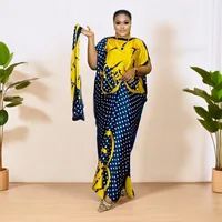 Robe caftan à col rond, robe ample à manches chauve-souris à la mode avec écharpe, vêtements pour femmes 2