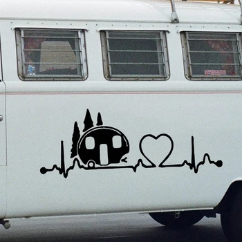 리듬 및 하트 캐러밴 스티커, 캠핑 데칼 스티커, 캠핑카 라이프 자동차 부품 튜닝