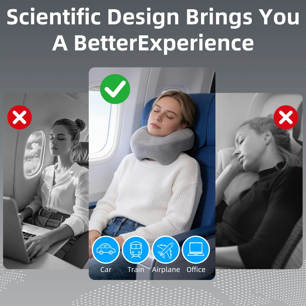 Ultimate Comfort Travel Neck Pillow with Highly Elastic PP Cotton Filling