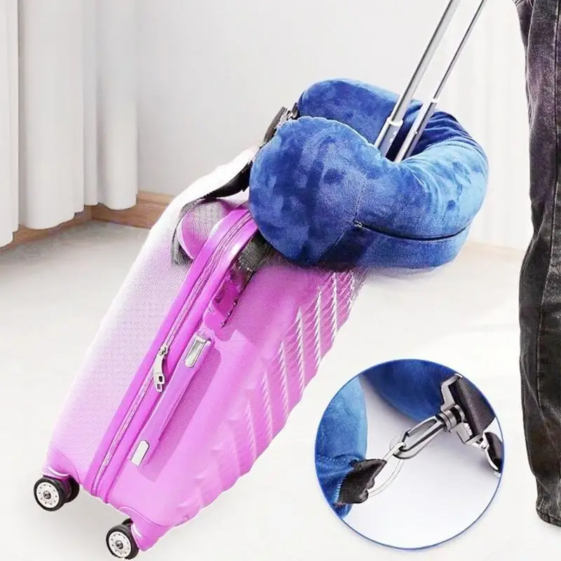 Almohada de viaje para el cuello, cojín de viaje con relleno automático, ahorro de espacio, portátil, recargable, ropa, fundas de equipaje