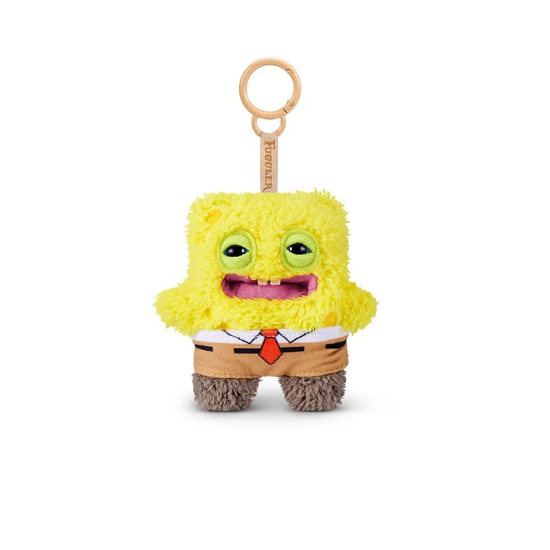 Fuggler muñeco de peluche colgante Bob Esponja pantalones cuadrados dibujos animados feos lindos dientes monstruo mochila llavero niños regalos de cumpleaños
