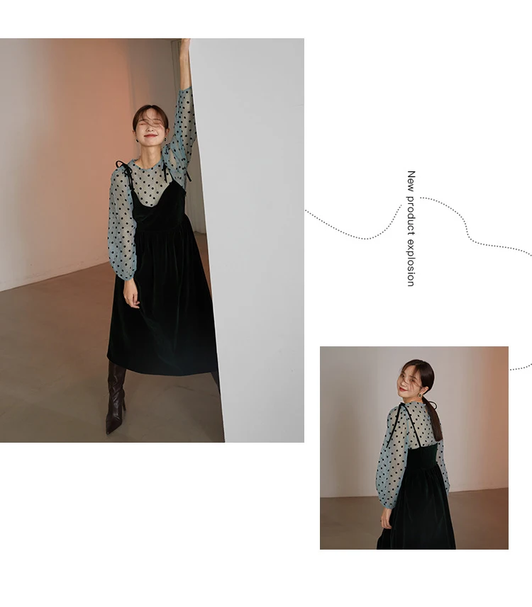 2022 فستان شيال بلوزه منقطه تصاميم كوريه جديد فساتين العيد لعام