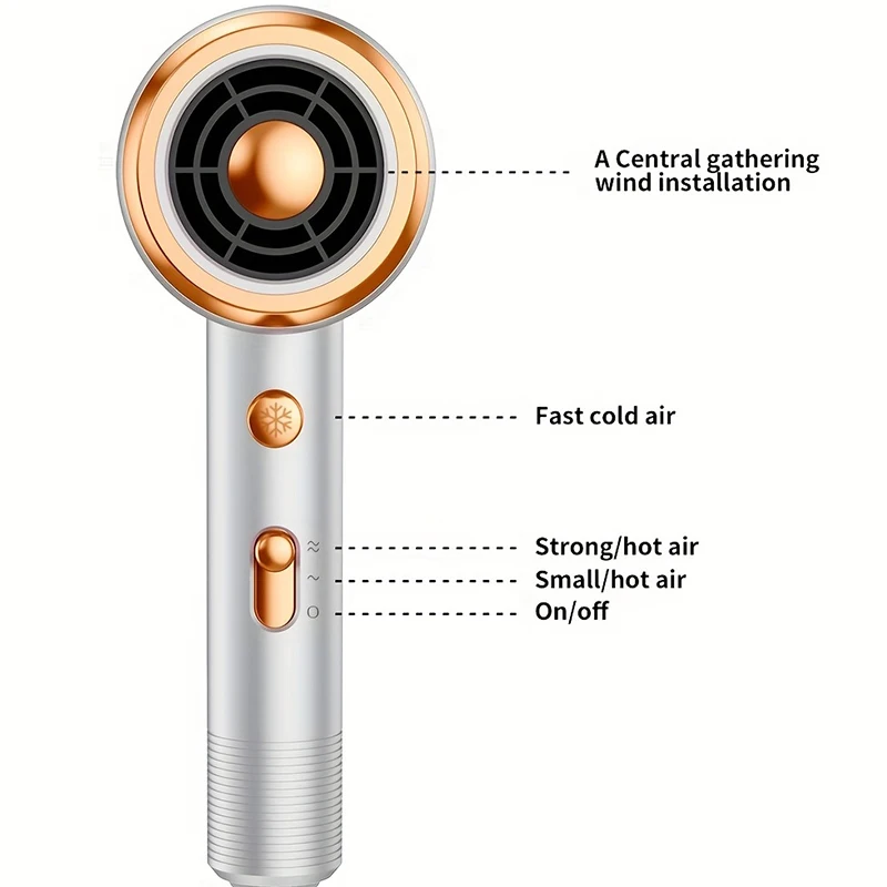 5 in 1 Professional Hair Dryer Powerful with Hot and Cold Air Functionality Thermostatic Electric Hair Drye for Smooth Hair Tool 5