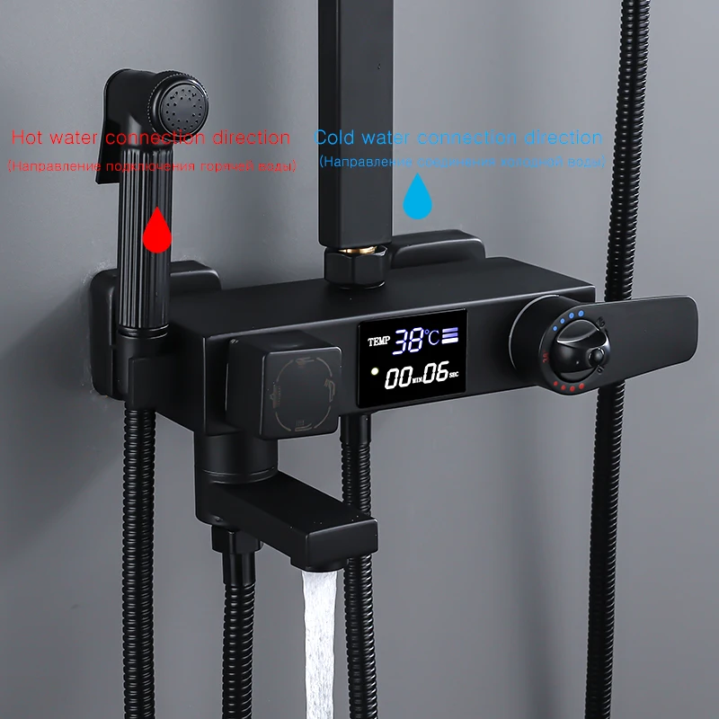 Bathroom Shower Faucet Set OXG Brass Thermostatic Digital Display Rain Column