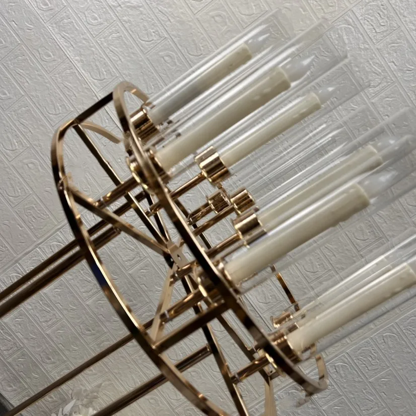 6PCS Acrylic Flower Rack Gold Arch Stand Road Lead flower Wedding Centerpiece candlestick Flower Rack For Event Party