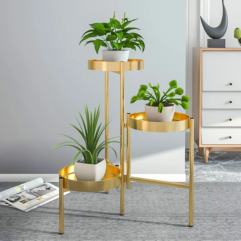 Nordic light luxury metal indoor plant stand multi-layer floor type Eco-friendly flower rack fashion simplicity balcony shelf