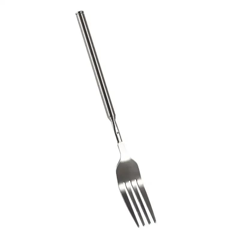 Retro Fork BBQ Telescopic Extendable Dinner Fruit Dessert Long Handle Fork Stainless Steel Cutlery Tableware Bento Box fruit fork expandable fork