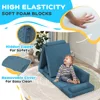 Qaba 12 Pcs Kids Modular Couch, Toddlers Couch Child Sectional Sofa, Playroom Bedroom Furniture for Boys and Girls, Blue 4