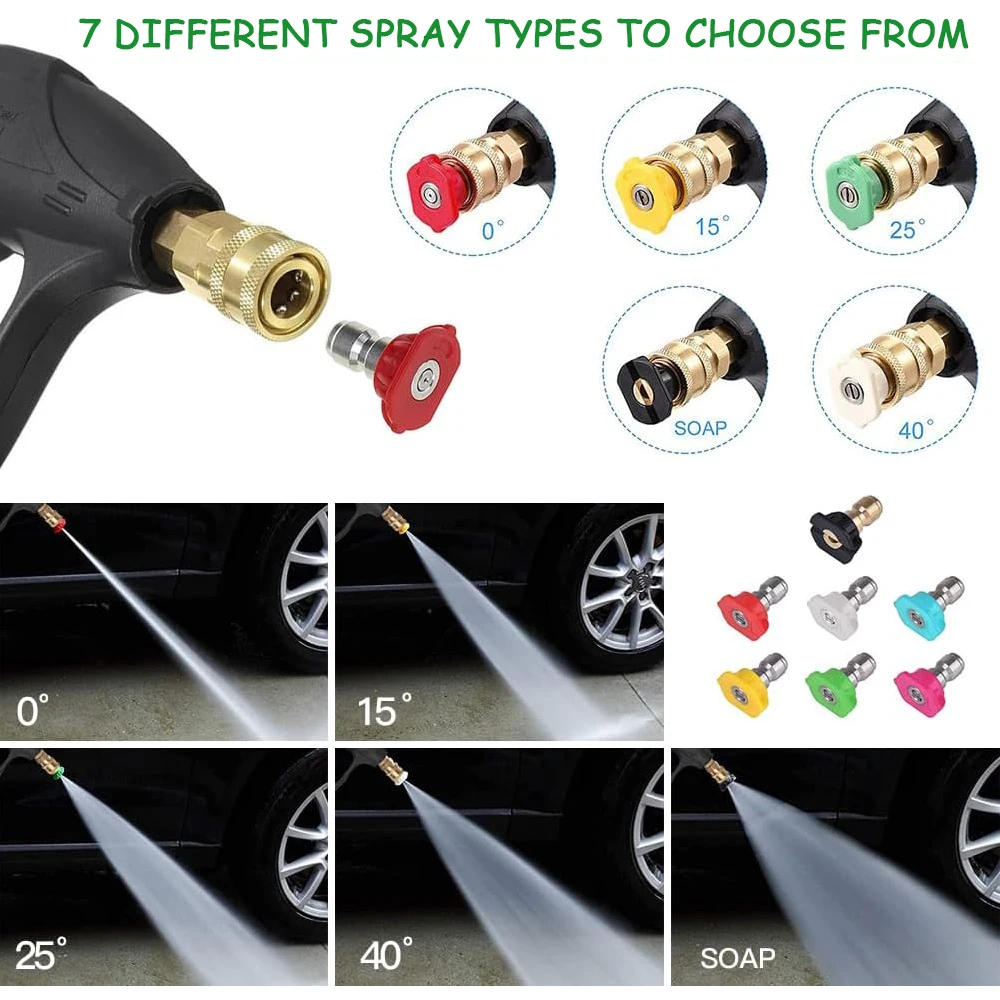 High Pressure Washer Cleaner Water Gun 1/4" Quick with Foam Cannon For Karcher Parkside Lavor Bosch Car Cleaning