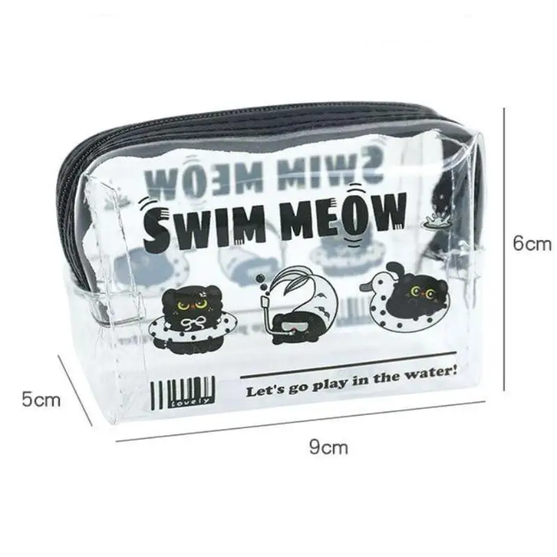Cute Mini Transparent Kitten Coin Purse Fashion Summer PVC Clear Wallet Women Lipstick Earphone Key Credit Card Storage Bag