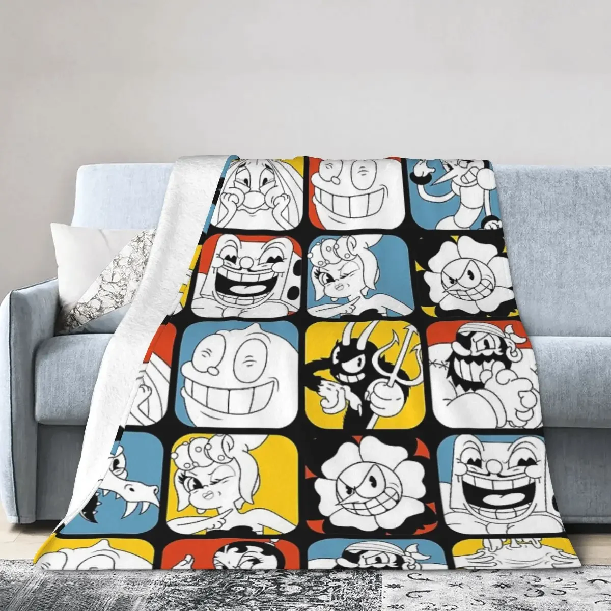 

Одеяла Cuphead Boss, мягкое теплое Фланелевое покрывало, покрывало для кровати, гостиной, пикника, путешествий, дивана для дома