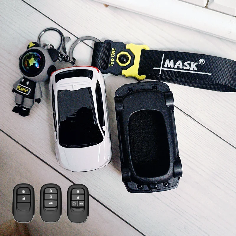 TopGrit Car Key Case For Honda CR-V, Civic, Accord, HR-V, Pilot 2022-2024 - Black ABS Key Fob Cover, Car-Shaped Design