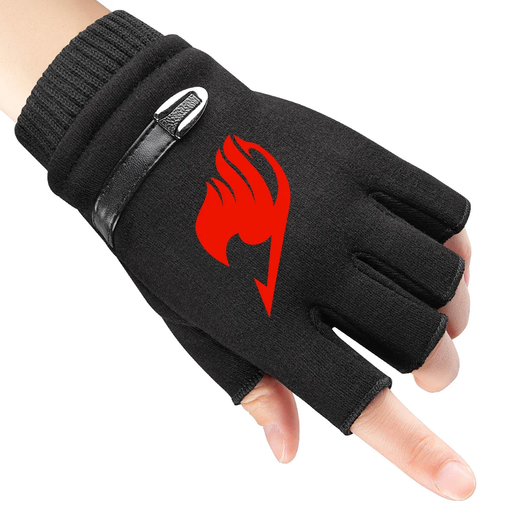 Anime Fairy Tail Winter Knitting Gloves Boy Girl Cartoon Warm Outdoor Bicycle
