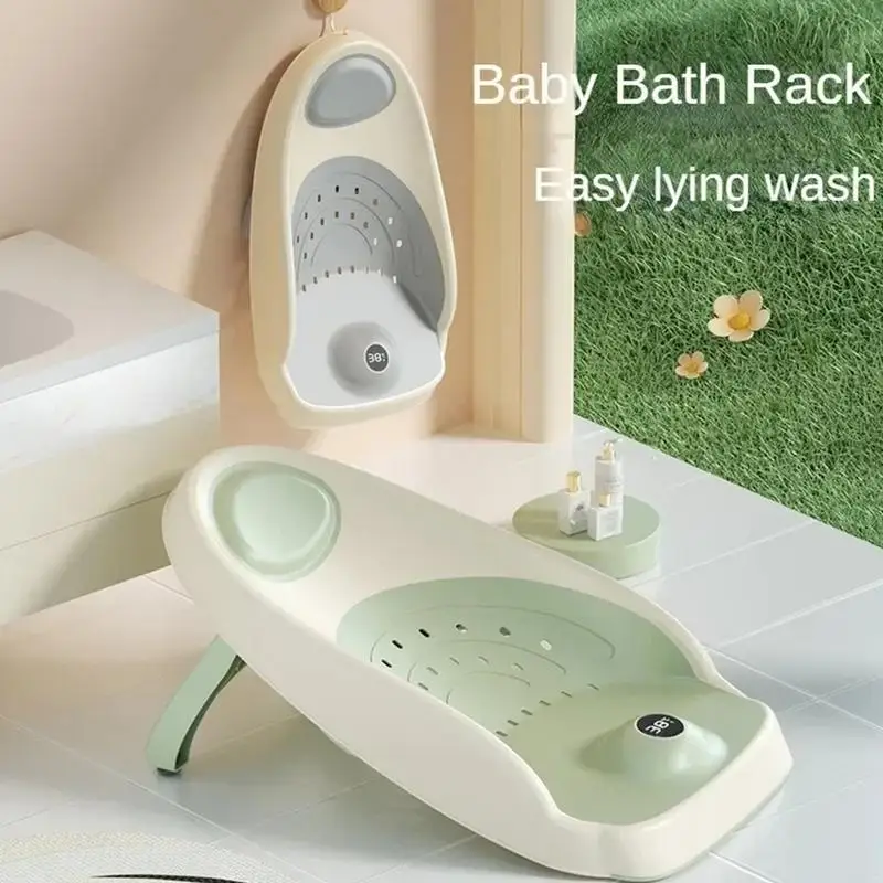 Baby Bath Support Pad Baby Bath Seat Baby Bath Tool Baby Bath Support Non-slip Soft Support Kids Shower Chair Drain Holes Temperature Sensing Ergonomic Baby Bathtub Seat