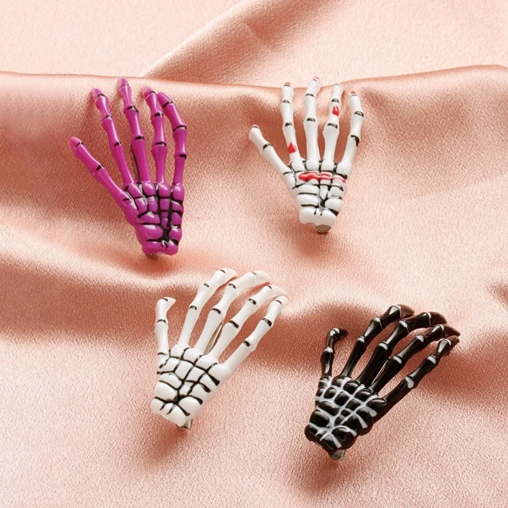 Japan Harajuku Edge Clip Hair  Gothic Skeleton Hand Bone Hair Clip with Blood Skeleton Hand Grab Hair Clip Single1$Free Shipping