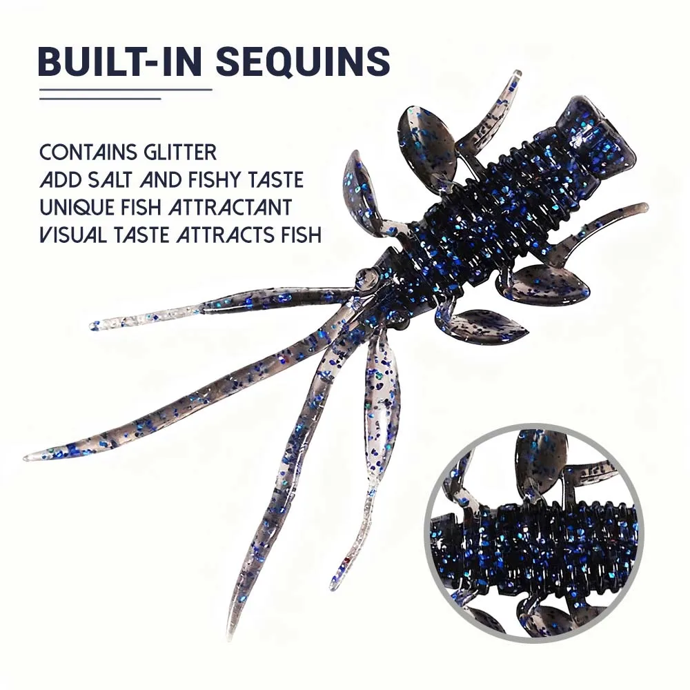 Zukibo 10pcs Soft Shrimp Fishing Bait Ned Rig Wobblers Floating Sinking Jig Lure - Image 6