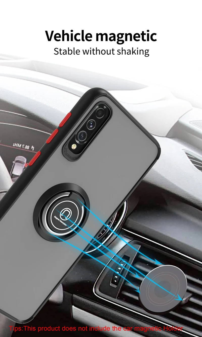 KEYSION Fashion Matte Case für Samsung A70 A50 A50S Transparenter Ringständer Stoßfeste Handyhülle für Galaxy A40 A30 SA_voghion.com