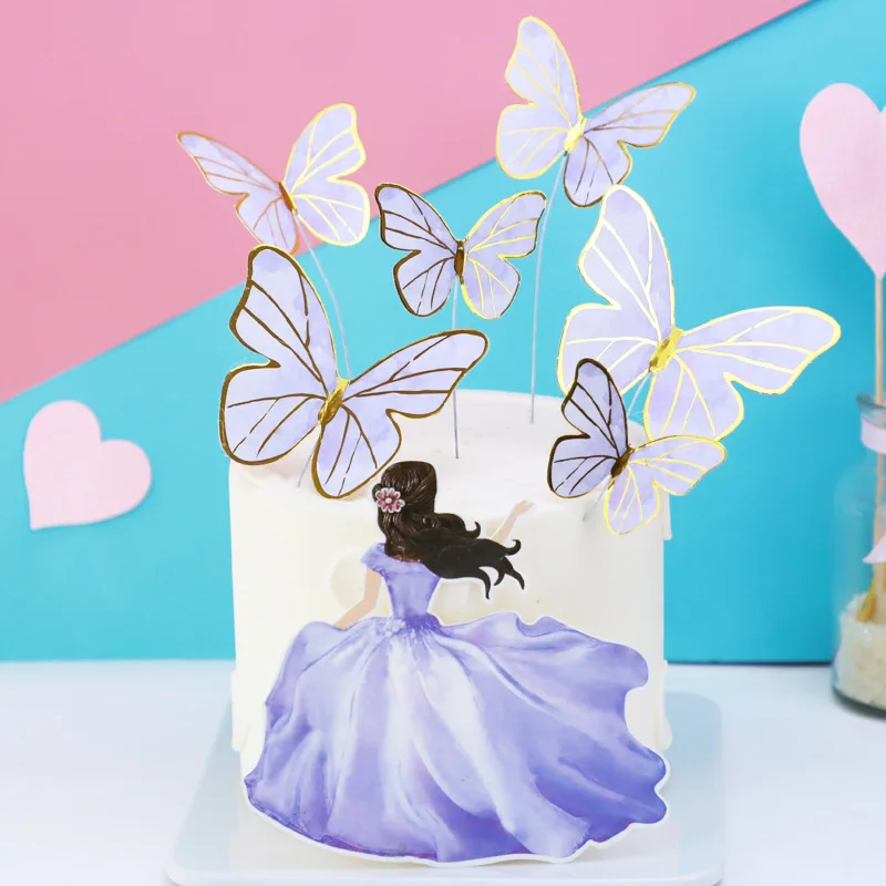Elegant Butterfly Cake Toppers - Decorative Flags