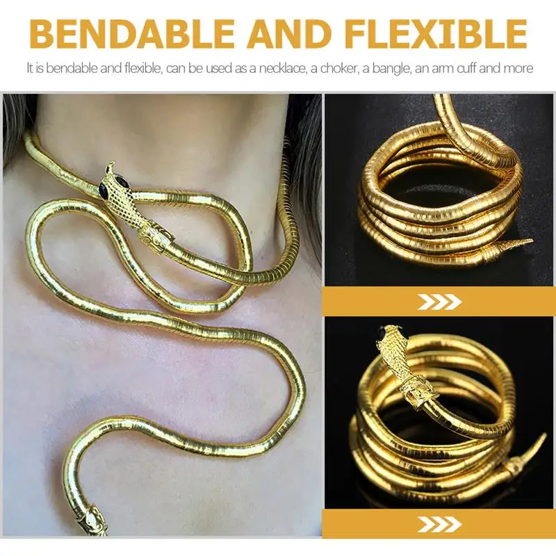 Flexible Bendable Snake Bracelet Neck Collar Choker Snake Necklace Egyptian Costume Rhinestones Snake Bangle Cuff Bracelet - Image 5