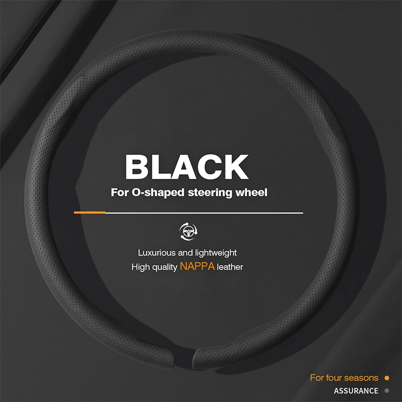Luxury Nappa Leather Non-Slip Breathable Car Steering Wheel Cover Protector