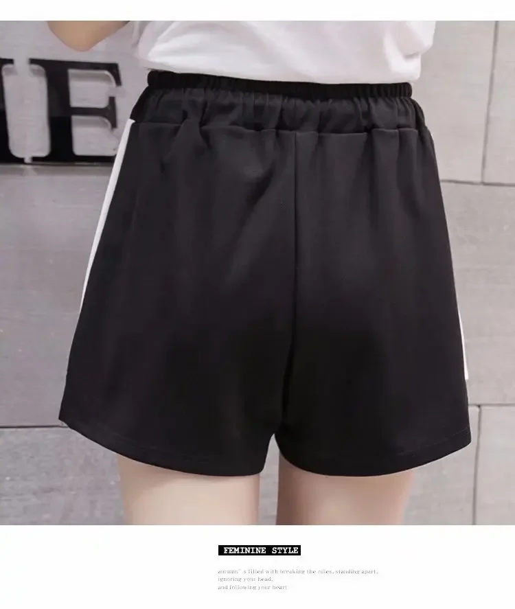 Women Drawstring Sport Shorts Casual Wide Leg Shorts Female High Waist Loose Casual Street Elastic Waist Women's Clothing