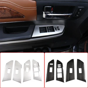 For Toyota Tundra 14 -21 Stainless Car Window Button Glass Lifting Switch Panel Cover Door Armrest Knob Frame Sticker Accessorie