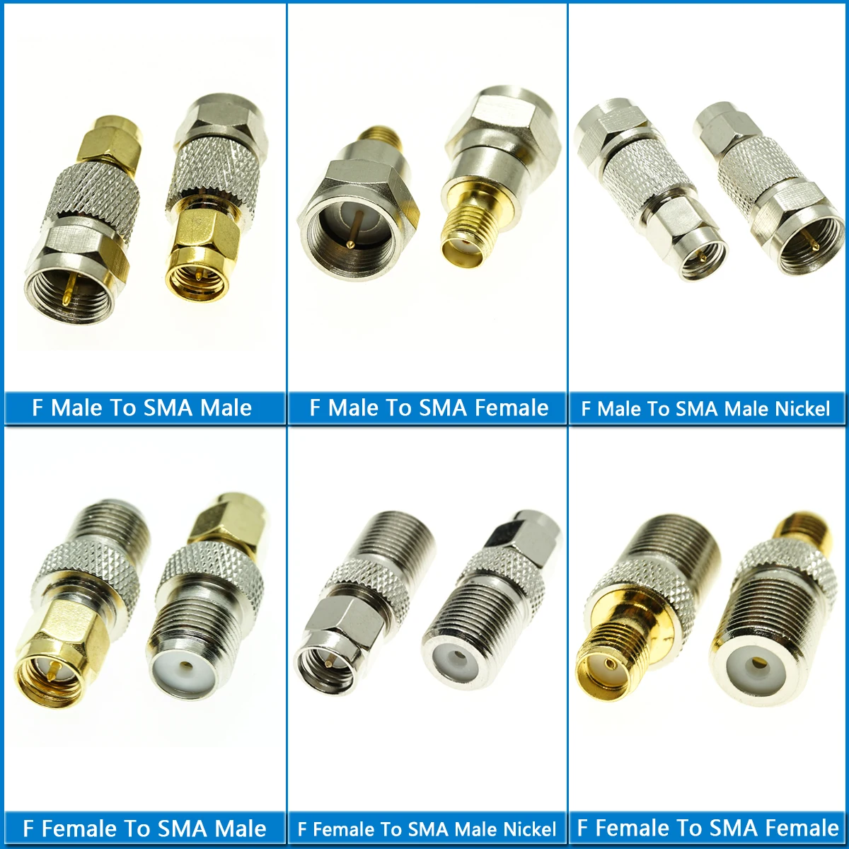 1-pcs-f-to-sma-connector-socket-kit-set-f-male-to-sma-rp-sma-male-female-gold-nickel-plated-brass-straight-coaxial-rf-adapters