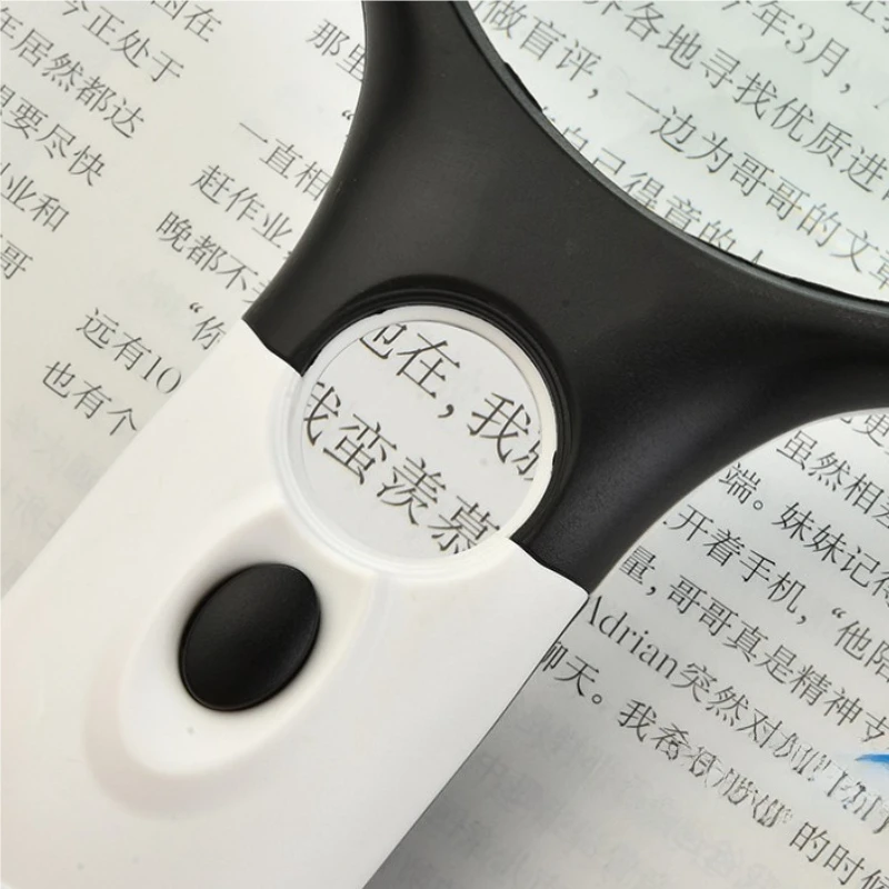 Hot Selling Black and White 6903 Portable 3LED Dual Lens Portable Glass Magnifying Glass with Practical  Identification