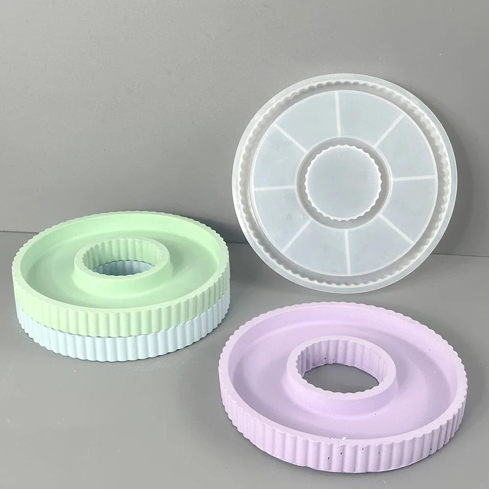 

DIY Round Tray Silicone Mold Jewelry Display Decor Tray Mold Handmade Concrete Home Storage Plate Epoxy Resin Mold