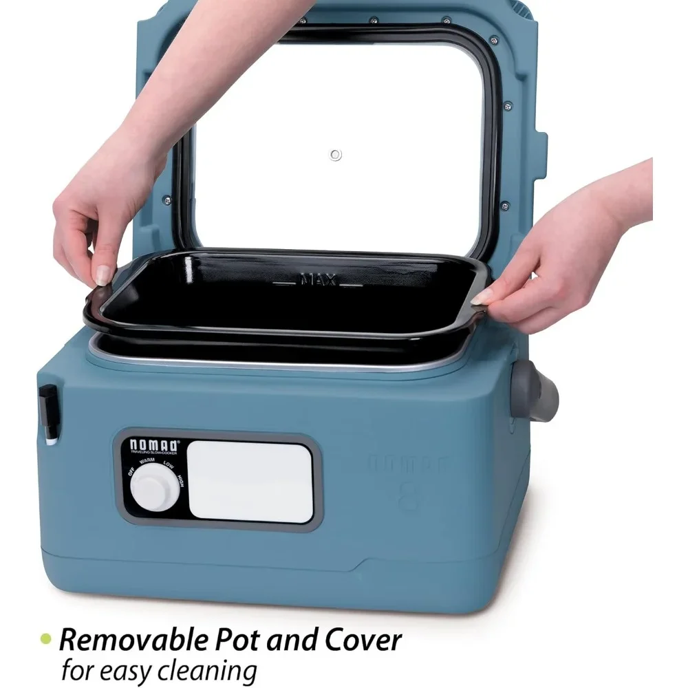 Slow Cooker 8-quart, Cool-touch Exterior and Swing-up Handle, Removable Porcelain Enameled Cooking Pot, Slow Cooker