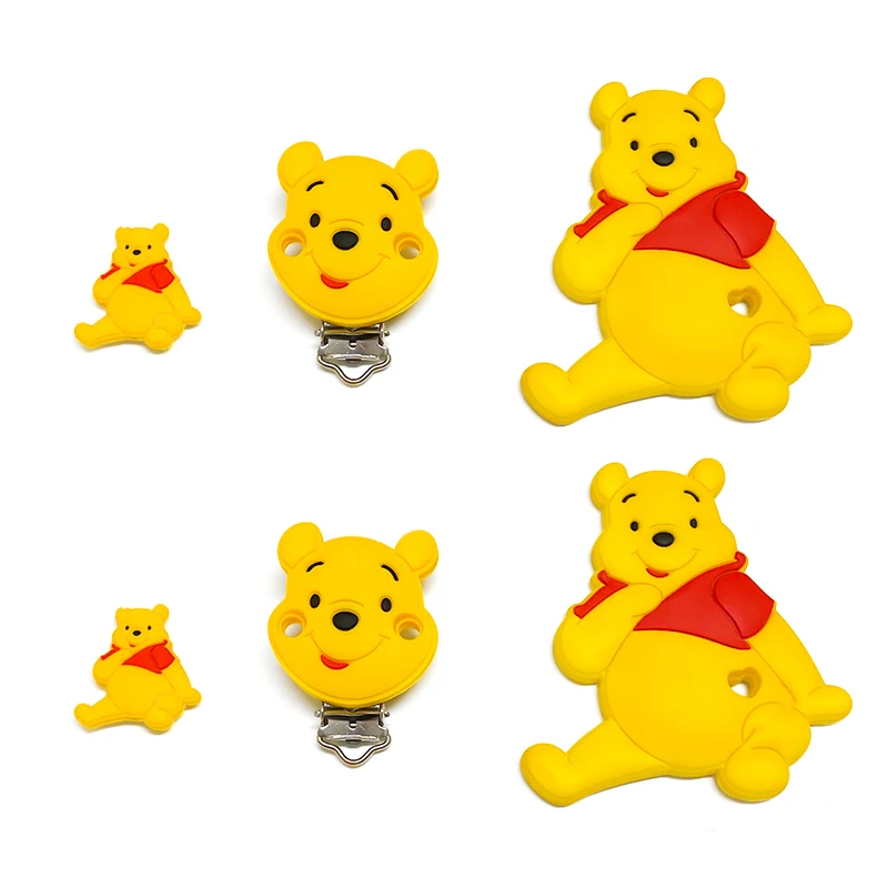 Pacifier Clip Pacifier Chain Pacifier Accessories Teether Clip Teething Beads Baby Silicone Accessories 5/10pcs Silicone Pooh Silicone Pacifier Clip Molar Bead DIY Pacifier Chain Jewelry Accessories
